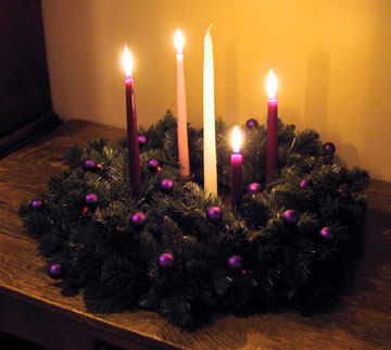 advent wreath purple pink candles