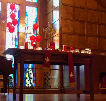 st. mark chancel pentecost red balloons