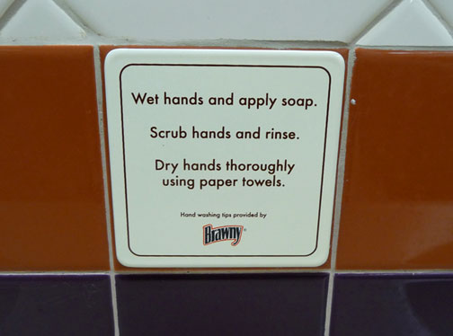 Check out these hand washing tips, provided by Brawny (the paper towel 