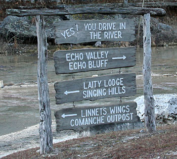 yes you drive in the river Laity Lodge